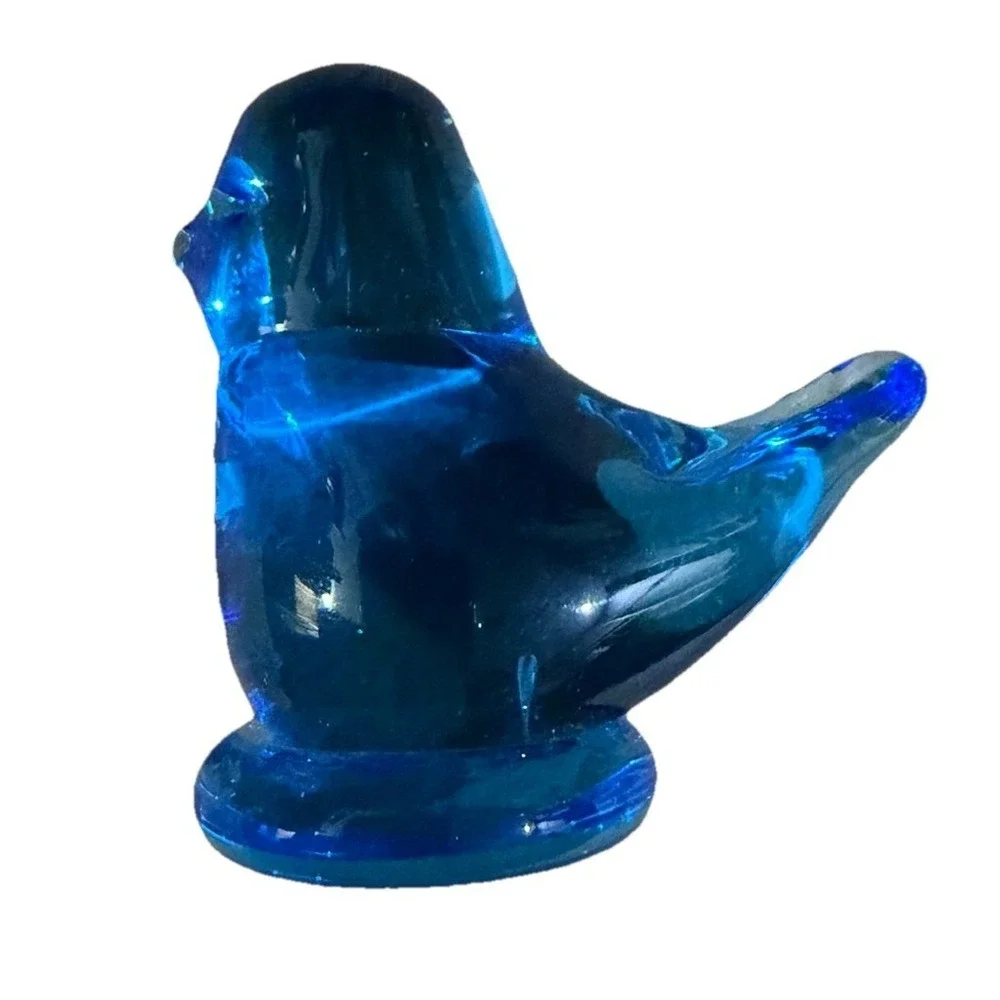Vintage Signed Cobalt Blue Glass Bird Bluebird of Happiness 1993
